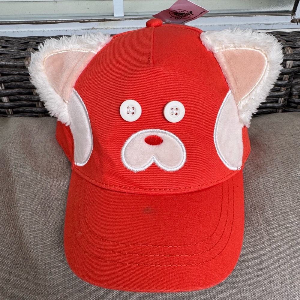 Disney,Turning Red Mei Lee Panda Slideback Hat Orange, Youth Size, Face Faux Fur